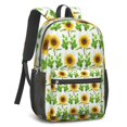 thumbnail image 4 of 17 Inch Lightweight Backpack,PVC Waterproof Oxford Fabric, Ergonomically Designed, with Large Capacity, Sunflower Print, 4 of 5