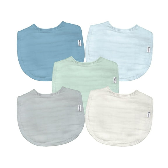 green sprouts Organic Cotton Muslin Bibs (5pk)-Blueberry Set-0-12 mo