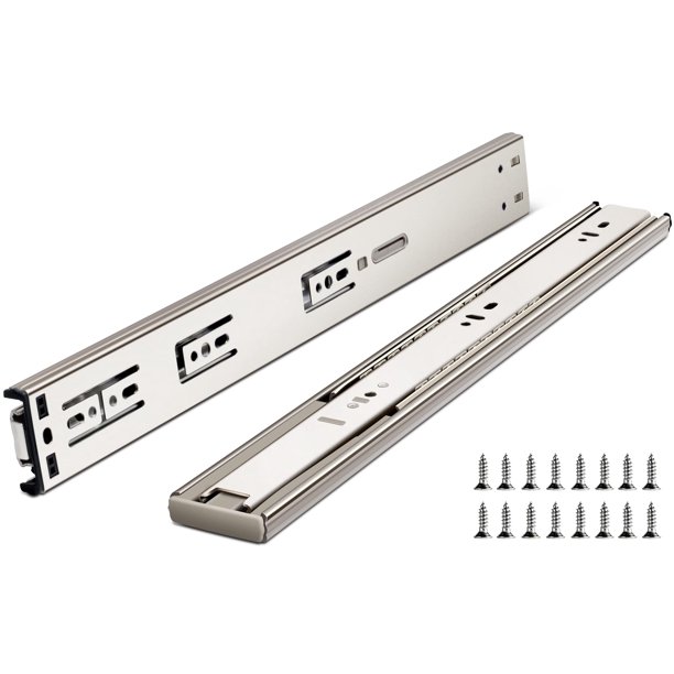 Guías Para Cajones De 14 Pulgadas Plussmart, Guías Deslizantes Para Cajones Con Cierre Suave, Rodamientos De Bolas, Guías Para Gabinetes De Extensión Completa, 3 Pliegues, 150 Libras, 6 Pares