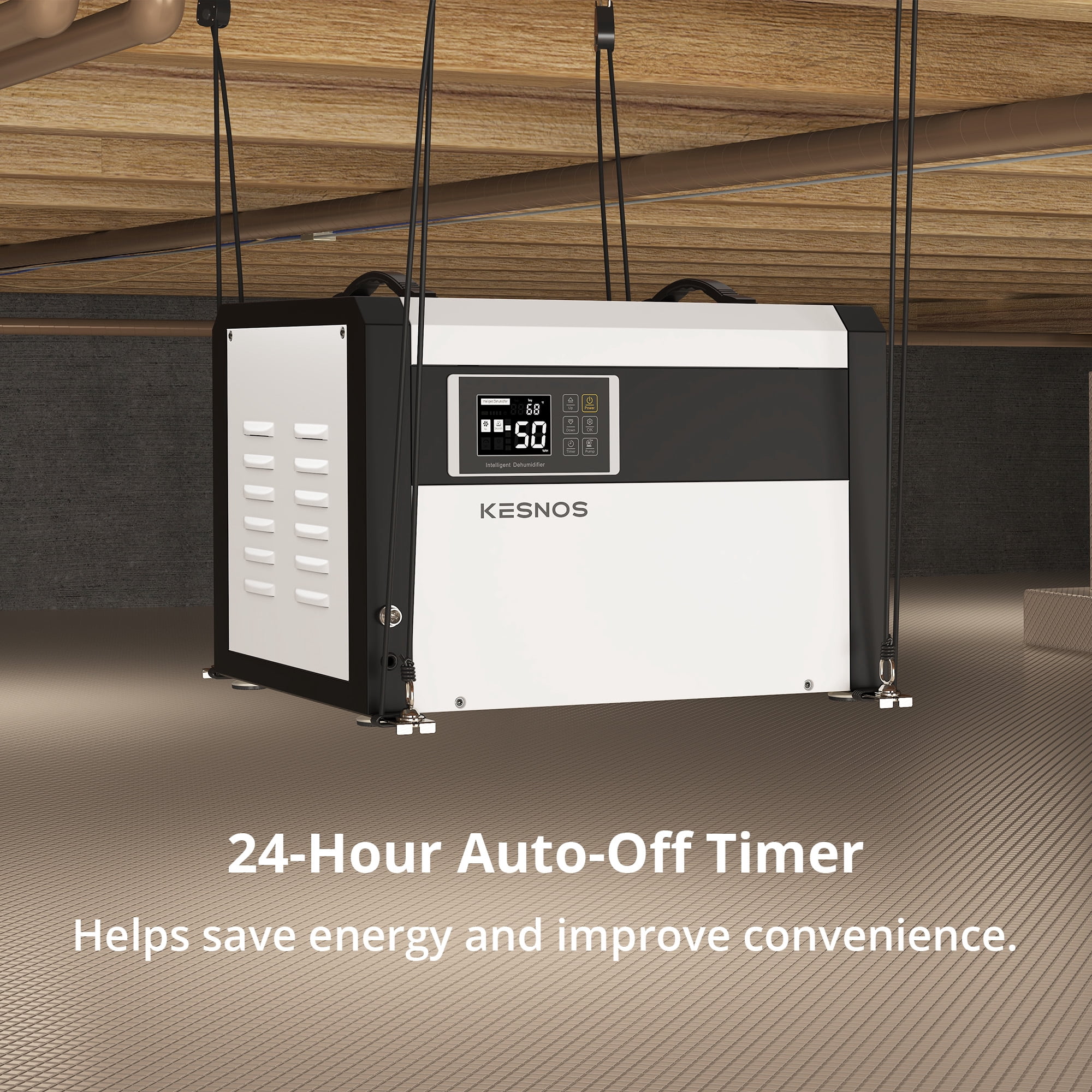 Waykar Kesnos 158 Pints Large Commercial Dehumidifier with Pump and Drain Hose for up to 7500 Sq. Ft. - 24 Hr Timer Ideal for Basements, Industrial Space, Crawlspace - Includes Remote Control