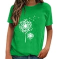 thumbnail image 3 of Summer Casual T Shirts for Women Dandelion Print Breathable Tee Crewneck Short Sleeve Ladies Top Green XL, 3 of 5