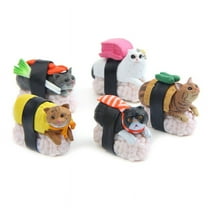 5Pcs Cartoon Miniature Kawaii Sushi for Cat Figurine Mini for Doll Toy Fairy Garden Ornaments Resin Micro Landscape Bons
