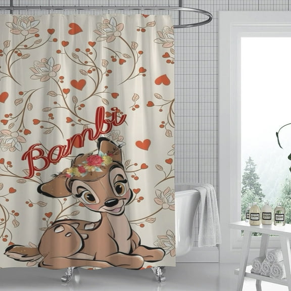 Bambi shower curtain showcases a popular design, is waterproof, and can be swiftly hung, perfectly elevating your bathroom's ambiance. Size: 59" x 71" (150 x 180 cm).