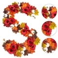 thumbnail image 5 of 5.8 FT Halloween Artificial Maple Leaf Garland, Pumpkin Vine Fireplace Mantel Decoration, Realistic Fall Harvest Hanging Decor for Home Indoor Display, 5 of 8
