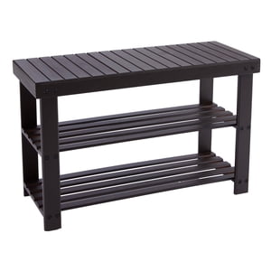 EDX Bamboo 3-Tier Shoe Rack Bench, Brown
