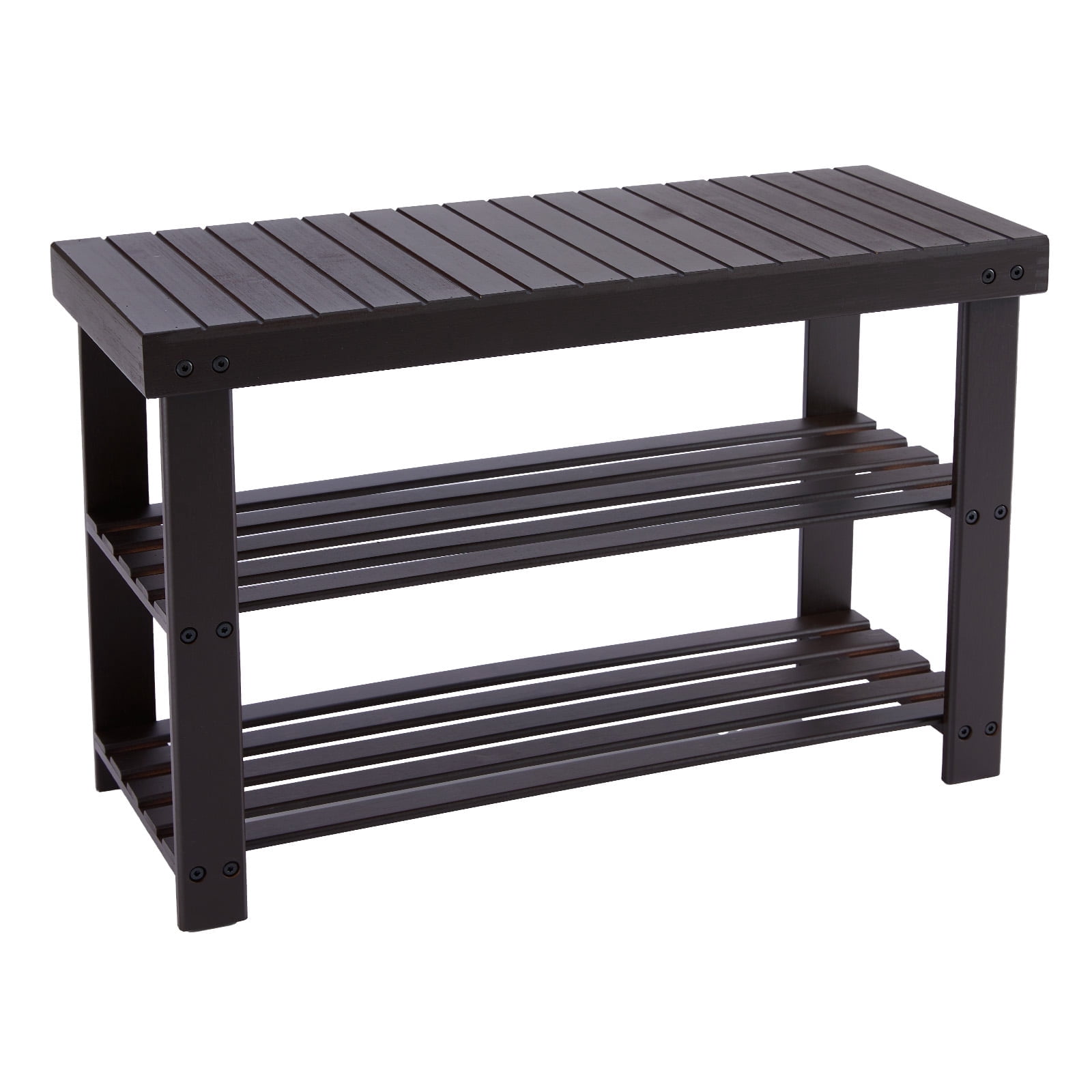 EDX Bamboo 3-Tier Shoe Rack Bench, Brown photo 1