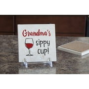 Imagine Design Relatively Funny Grandma's Sippy Cup Travertine Coaster
