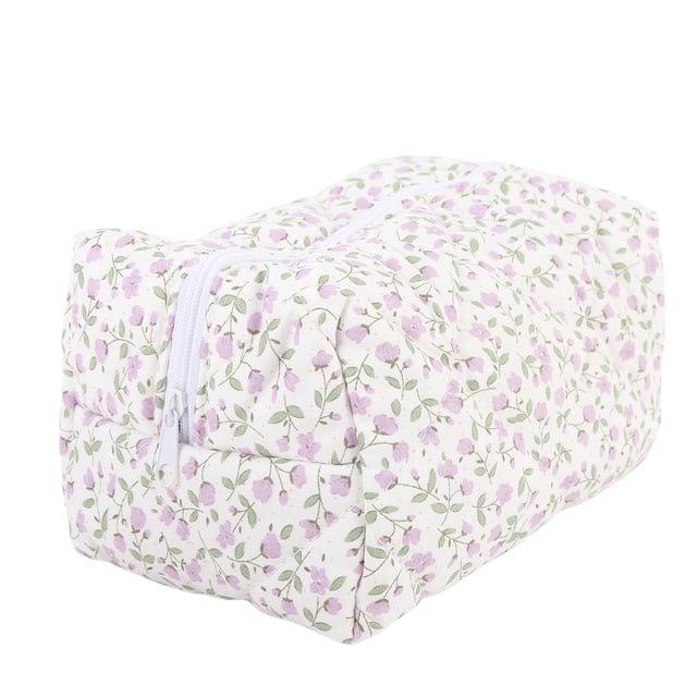 Bolsa De Maquillaje Acolchada Con Cremallera, Bolsa De Cosméticos Floral, Organizador De Artículos De Tocador De Viaje Suave Cómodo Para Almacenar Cosméticos Productos