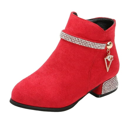

KaLI_Store Cow Girl Boots Fashionable Non Slip Soft Soled Winter Boots for Girls Boots Y1-Red 11