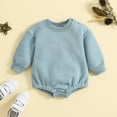 thumbnail image 2 of Staki Long Sleeve Onsies Toddler Infant Baby Boy Outfit Oversized Onesie Romper Sweater Clothes(Blue,3-6 Months), 2 of 8