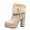 Beige, variant on Fesfesfes Fuzzy Boots Women Warm Solid Retro Zipper High Heel Round Toe Heel Boots Shoes 7.5(40)