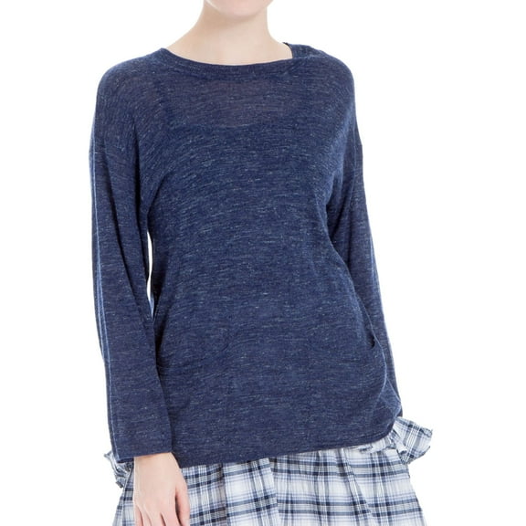 Max Studio London Womens Scoop -Neck Pullover Sweater, Blue, Small