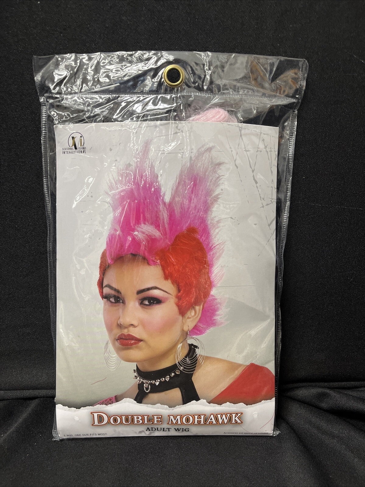 Red & Hot Pink Double Mohawk Wig