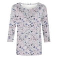 thumbnail image 2 of SHE IS Womens 3/4 Sleeve Tops, Floral Shirts for Women Trendy Womens Crop Tops Long Sleeve White Blouse for Women Dressy Tunic Tops for Leggings with Ruffle Hem, 2 of 4