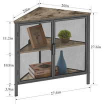 Corner Cabinet/Table, 3-Tier Shelves with Protection Door, Metal Frame Storage Shelf Organizer for Small Space, Living Room, Kitchen, Bathroom, Set of 1, Grey