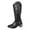 Black, variant on Wide Calf Knee High Cowboy Cowgirl Boots for Women Roman Casual Leather Pointed Stacked Mid Heel Western Riding Tall Boots Black Size 6