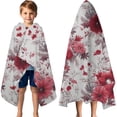 thumbnail image 3 of Pioneer Flower Floral Print Pattern Hooded Bath Towel，60"x35" for Ages 3 To 12 Kids, Quick Dry Lightweight Soft Microfiber Hood Beach Towel Cover Up for Kids, 3 of 7
