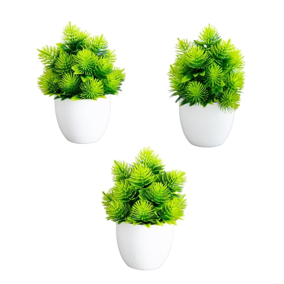 6in. Artificial Cactus Plant in White Round Pot - Set of 3