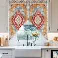 thumbnail image 4 of Swag Curtains Valances for Windows, Orange Blue Boho Short Kitchen Window Curtains Over Sink, Vintage Tribal Pattern Cafe Curtains Panel Set Of 2,Rod Pocket, 36 Inches Length, 4 of 8
