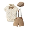thumbnail image 3 of FYDUU Summer Boys Shorts Set Baby Boy Clothes Suit Short Sleeve Dress Shirt Romper Tops Suspenders Shorts Toddler Gentleman Outfits,9-12 Months, 3 of 7