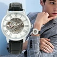 thumbnail image 5 of FORSINING Mens Skeleton Automatic Mechanical Watch Black Leather Strap Analog Gift Luxury, 5 of 7
