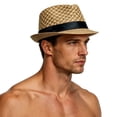 thumbnail image 2 of QSAWXQZ Men's Straw Fedora Hat Plaid Band Breathable Sun Hat for Summer Free Size, 2 of 4