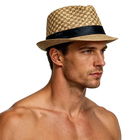 TFEOQRY Men's Straw Panama Hat UV Protection Wide Brim Breathable Sun Hat for Summer Beach Outdoor Activities