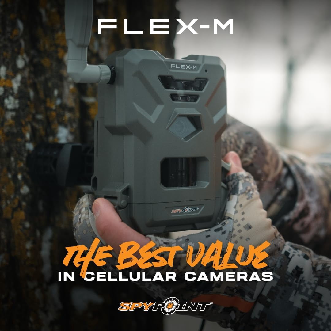 SPYPOINT Flex-m Twin Pack Cellular Trail Camera – Hunting Trail Monitor with GPS, Night Vision, Dual-Sim LTE, IP65 Water-Resistant