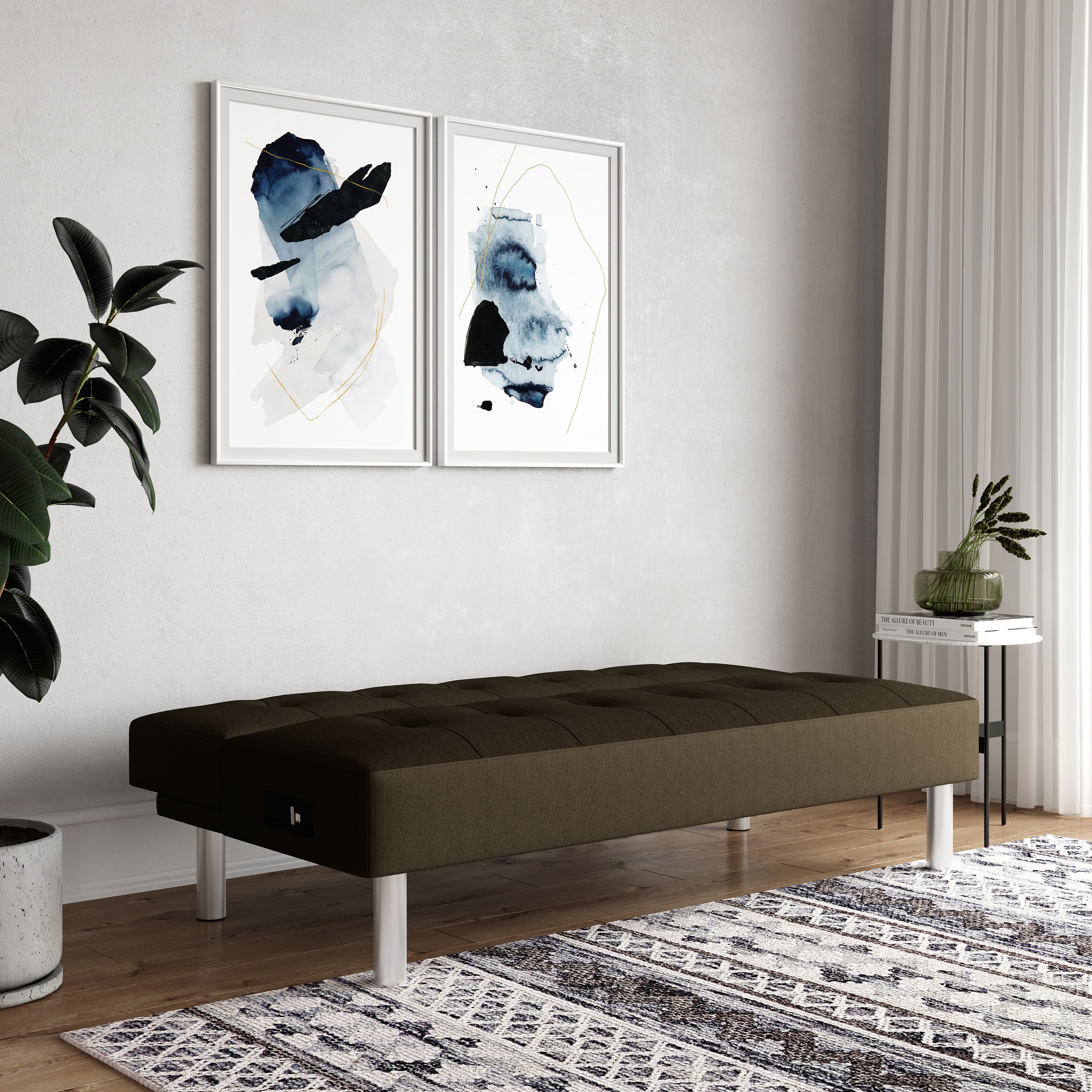 Serta Canon Futon with Power Charcoal Gray Fabric Walmart