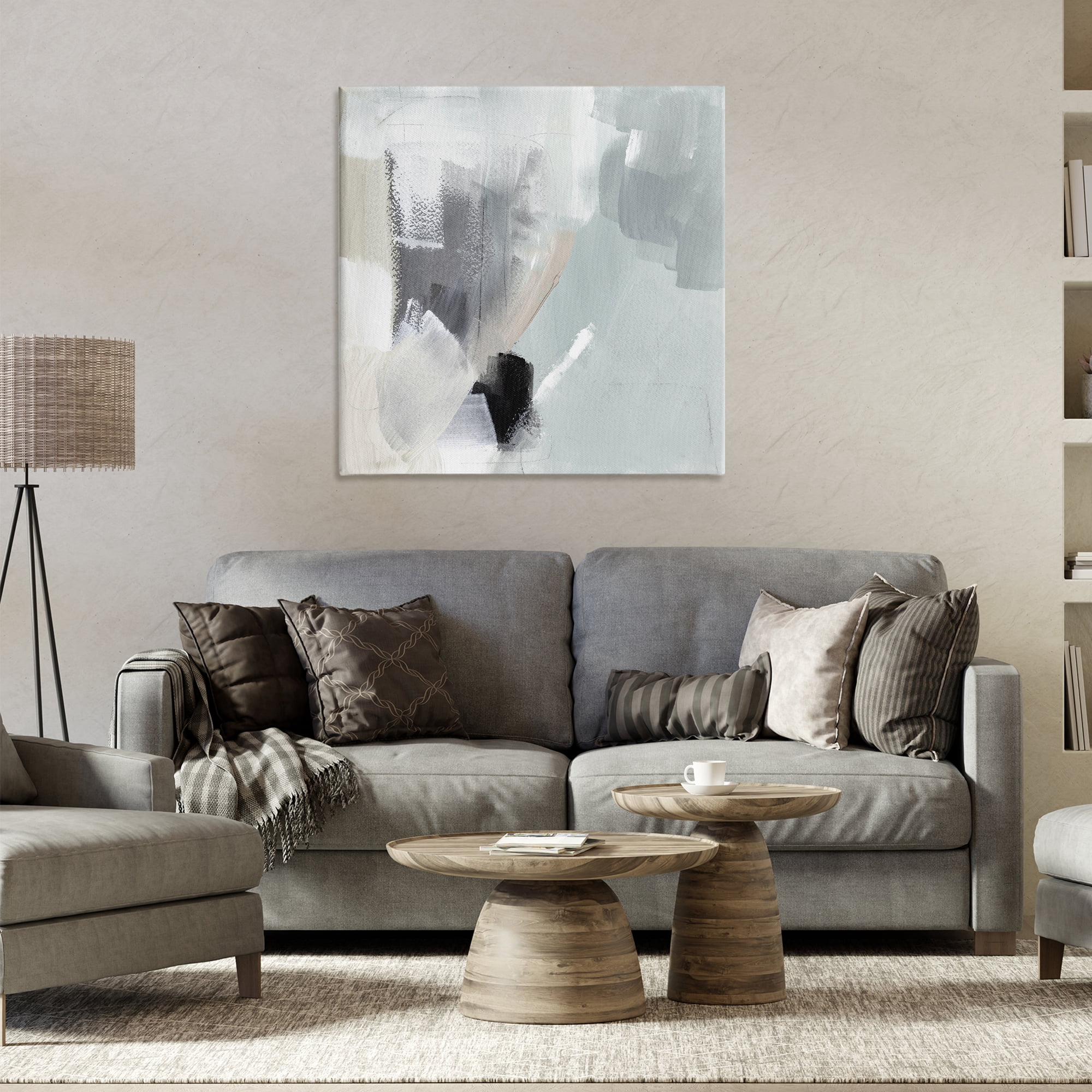 Stupell Industries Quiet In Grays Abstract Painting Wrapped Canvas Art Print Wall Art, 30 x 30