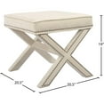 thumbnail image 4 of Meridian Furniture Nixon Collection Modern | Contemporary Velvet Upholstered Ottoman / Bench with X-Leg Design, Deep Button Tufting and a Solid Wood Frame Cream 20.5" W x 20.5" D x 19" H, 4 of 5