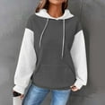 thumbnail image 2 of aidice Womens Sweatshirts Hoodie Long Sleeve Color Block Drop Shoulder Pullover Tops with Kangaroo Pockets, 2 of 6