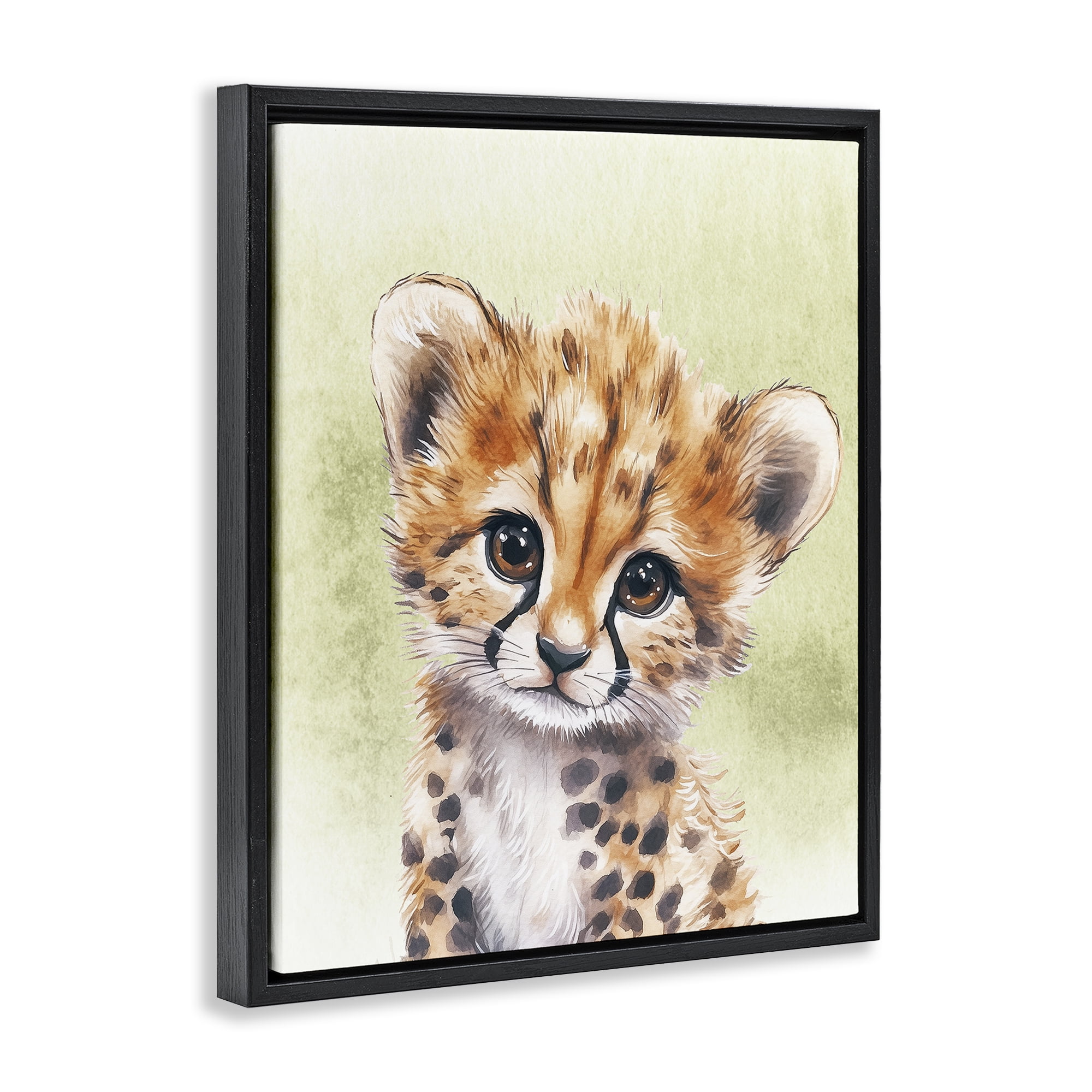 Stupell Industries Jungle Friends Baby Cheetah Black Framed Floater Canvas Wall Art, design by Christine Simpson Art