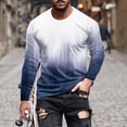 thumbnail image 2 of Cotton Gradient Color Long Sleeve Crewneck Tops for Men Plus Size Comfy Pullover 3D Print T Shirts Dark Blue,XL, 2 of 6