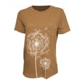 thumbnail image 1 of Becaristey Femmes Chemises à Col Rond Manches Courtes Style Simple T-shirts Fleur Impression Vêtements Accessoire de Mode Porter Quotidiennement Kaki XXL, 1 of 6