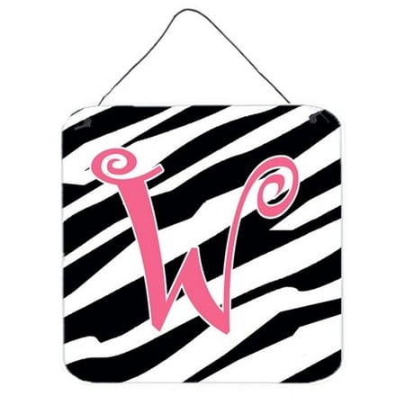 - Letter W Initial Zebra Stripe And Pink Aluminium Metal Wall Or Door Hanging Prints