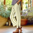 thumbnail image 2 of Elastic Waist Straight Leg Pants with Pockets, Casual Printed Trousers Lounge Pants, Comfortable Pull On Work Pants for Women, Mother's Day Gifts | CSEONE,Yellow XL, 2 of 9