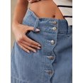 thumbnail image 2 of Womens Medium Wash-2 High-Waist Scalloped Button-Front A-Line Denim Mini, 2 of 30