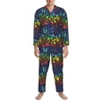 thumbnail image 3 of Naloa Magical Mushrooms and Flowers Men’s Pajamas Set - Long Sleeve Button Down Sleep Shirt and Pajama Bottoms Sleepwear Set-Large, 3 of 7