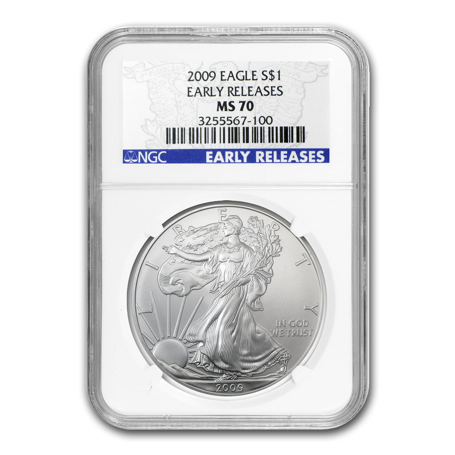 2012 AMERICAN SILVER EAGLE BLUE EARLY RELEASES NGC MS70 