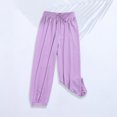 thumbnail image 2 of ZACPNCV Boys Girls Long Bloomers Soft Cotton Summer Pants Kids Solid Elastic Waist Harem Pants Basic Joggers Lounge Trousers Purple 5-6 Years, 2 of 6
