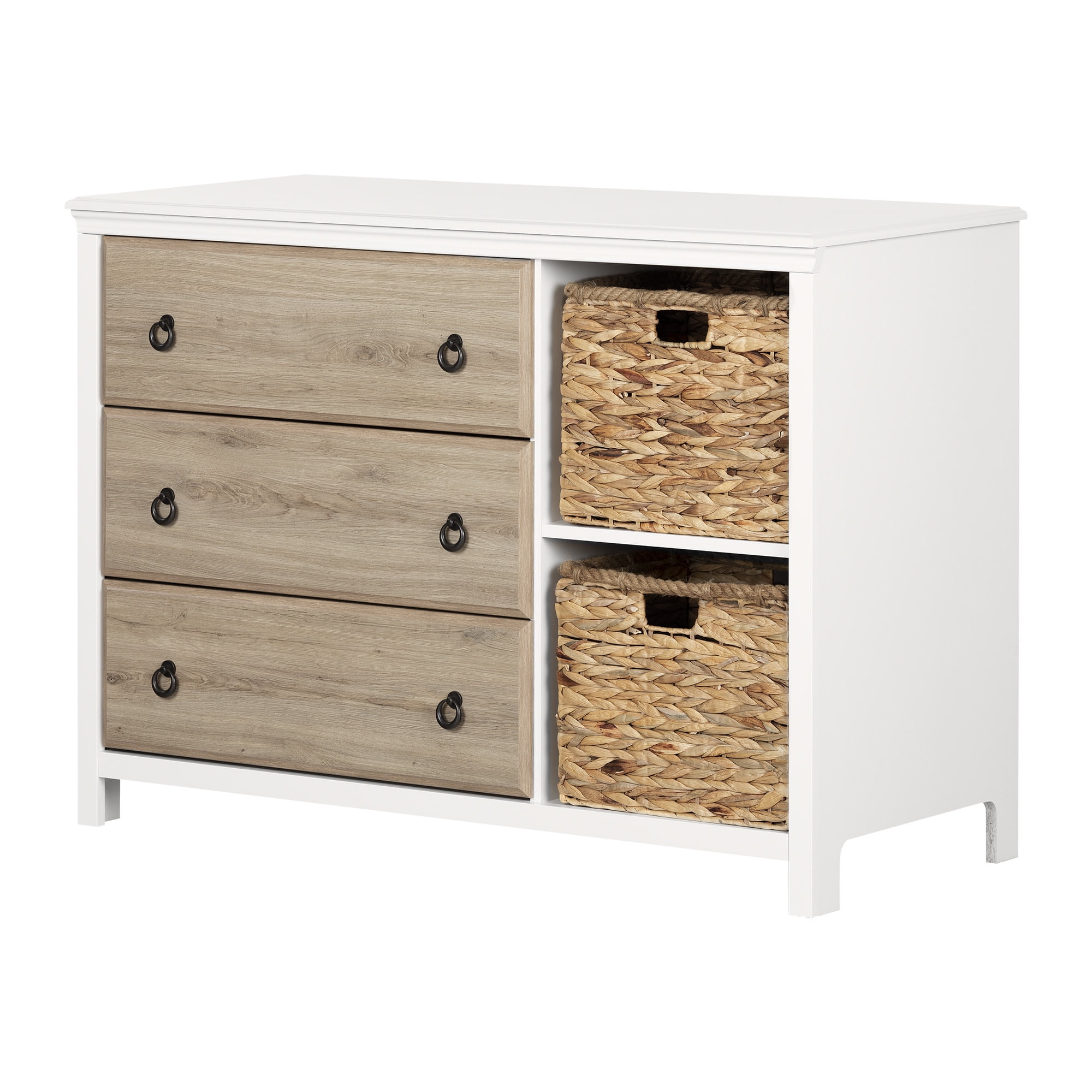 Pure White South Shore Little Small 1-Drawer Changing Table with Cube Storage 