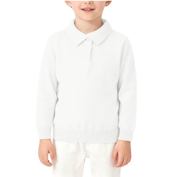 Kaemgyyd Girls Boys Sweater Long Sleeve Toddler Button Collared Pullover Fall Fashion Knitted Tops Soild Color Clothes 2-10 Years