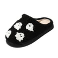 thumbnail image 3 of Domuza Halloween Slippers For Women Men Indoor House Bedroom Skeleton Goth Cute Home Skeleton Horror Fun Slip Shoes for fall winter Black 10.5（EU-44）, 3 of 6