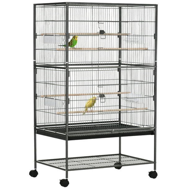 Cage à oiseaux avec séparation mangeoire et perchoir 95L x 45l x