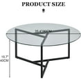 thumbnail image 2 of Round Glass Coffee Table with Sturdy Iron Legs,Circle Coffee Table Modern Minimalist Design for Living Room, Office, 35.4-inch Diameter Clear Top, 2 of 7