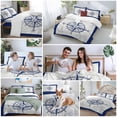 thumbnail image 5 of Retro Compass Bedding Duvet Cover Set Twin Size 4 Pieces Navigation Blue Lines Art Classic Bedding Set with Zipper Closure, 1 Comforter Cover 68x86 Inches 1 Flat Sheet & 2 Pillow Cases, 5 of 7