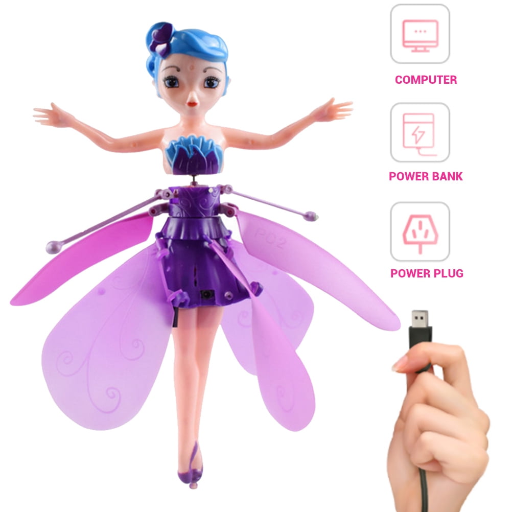 Pink Flying Fairy Doll for Girls,Nfrared Induction Flying Doll,USB Rechargeable Magical Flying Pixie Toy. 