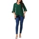 thumbnail image 2 of BLUSA MESH DE MANGA 3/4 CON ESCOTE EN V Y MANGAS DE CAMPANA INSPIRE CHIC, TALLA M, VERDE, CON HEMISFERIO ASIMÉTRICO E IRREGULAR, BLUSA CASUAL, 2 of 5
