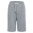 thumbnail image 5 of DHFJKG Women Knee Length Shorts Summer Lightweight High Waisted Casual Drawstring Beach Workout Shorts With Pockets Solid Color Stylish Bottoms, 5 of 8
